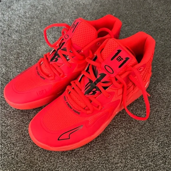 Puma Mens Bright Red Sneakers - Picture 2 of 9